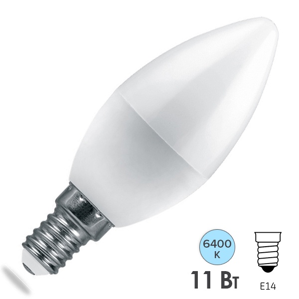 Лампа светодиодная диммируемая свеча Feron LB-771 C37 11W 6400K 220V E14 DIM дневной свет