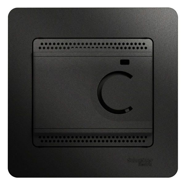 Термостат теплого пола SE Glossa с датчиком от +5 до +50°C 10A в сборе, антрацит