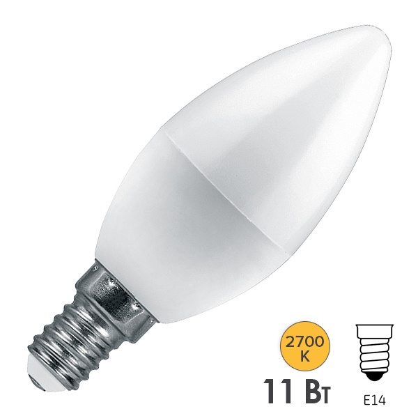 Лампа светодиодная диммируемая свеча Feron LB-771 C37 11W 2700K 220V E14 DIM теплый свет