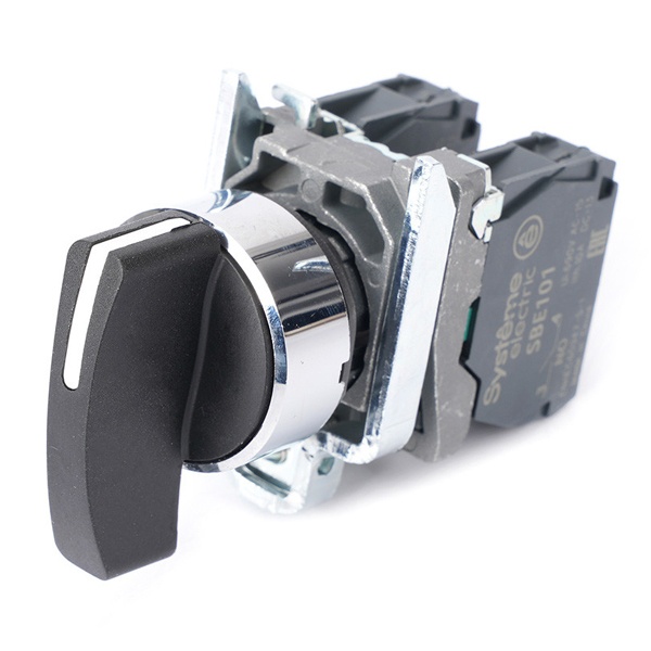 Переключатель SE в сборе SB4 22мм 3 позиции с возвратом 2НО удлиненная ручка IP65 металл черный