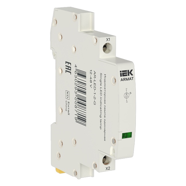 Лампа индикаторная одинарная ИЭК ARMAT LED 12-48В AC/DC зеленая