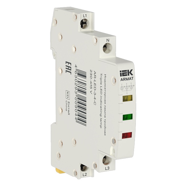 Лампа индикаторная тройная ИЭК ARMAT LED 230-415В AC желтая/зеленая/красная