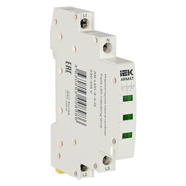 Лампа индикаторная тройная ИЭК ARMAT LED 230-415В AC зеленая