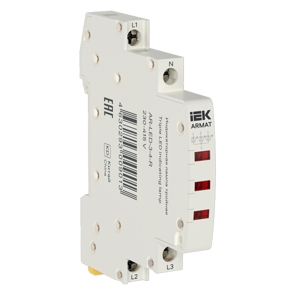 Лампа индикаторная тройная ИЭК ARMAT LED 230-415В AC красная