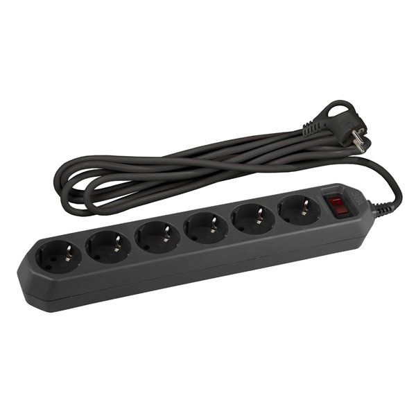 Сетевой фильтр ЭРА USF-6es-3m-B 6 розеток с базовой защитой заземление выключатель 3м 10А черный