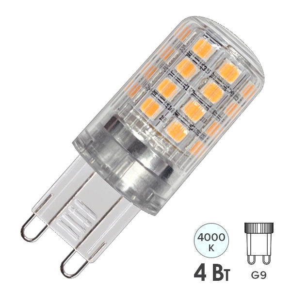 Лампа светодиодная капсула Osram LSPIN 4W/840 4000K 220V G9 450Lm d18x49mm холодный свет