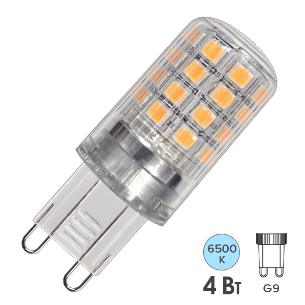Лампа светодиодная капсула Osram LSPIN 4W/865 6500K 220V G9 450Lm d18x49mm дневной свет