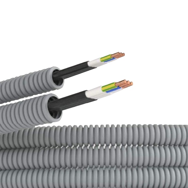 Гофра ПВХ DKC 20мм серая с кабелем ВВГ-Пнг(А)-LS 3х1,5 Конкорд ГОСТ (100м)