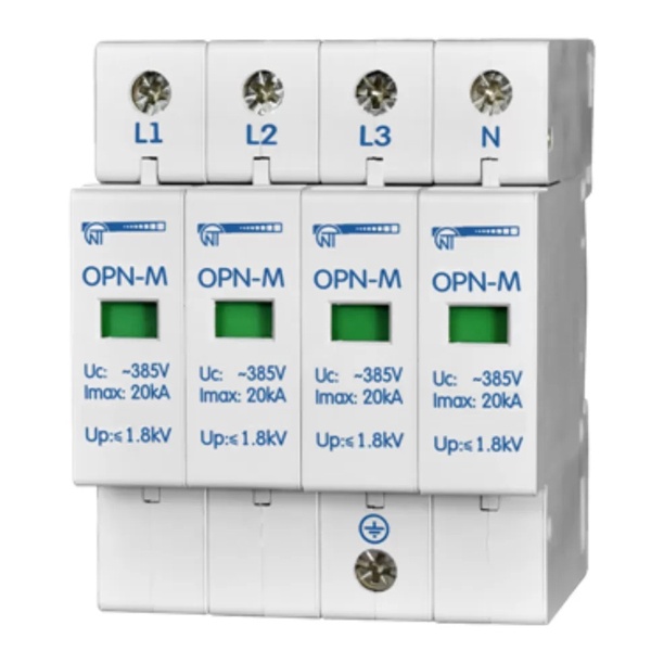 Ограничитель перенапряжения Новатек ОПН-М 4П 380В In 10kA Imax 20kA D (класс III)