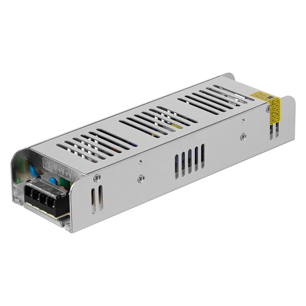 Блок питания TDM 200W 12V IP20 для светодиодных лент и модулей DC узкий металлический корпус
