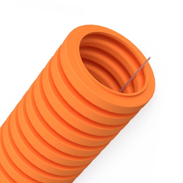Труба гофрированная ПВХ Промрукав 16 мм легкая 350 Н с протяжкой оранжевая [бухта 100 м] (гофра для кабеля)