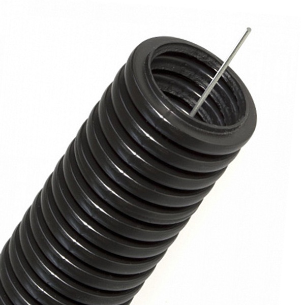 Труба гофрированная ПНД Промрукав 25 мм тяжёлая 750 Н безгалогенная (HF) УФ защита черная с/з [50м] (гофра для кабеля)