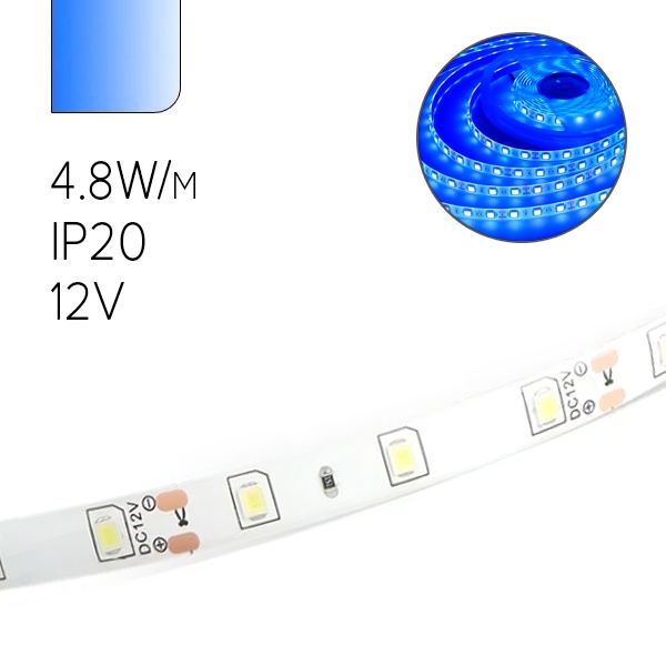 Лента светодиодная TDM SMD2835 60 LED/m 4,8 W/m синий 12V IP20 (5 метров)