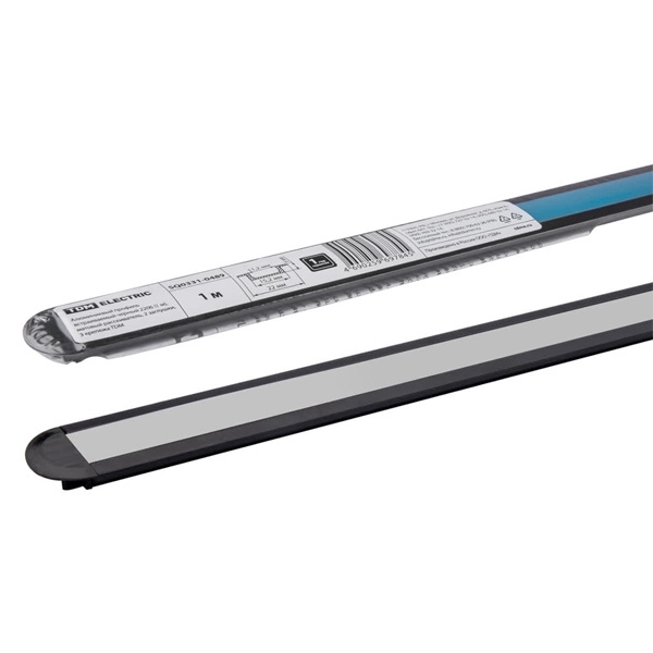 Алюминиевый профиль TDM встраиваемый черный 2206 (1 м), матовый рассеиватель, 2 заглушки, 2 крепежа