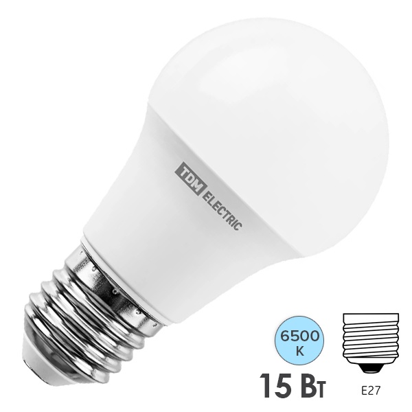 Лампа светодиодная TDM A60 15W 6500K 230V E27 дневной свет