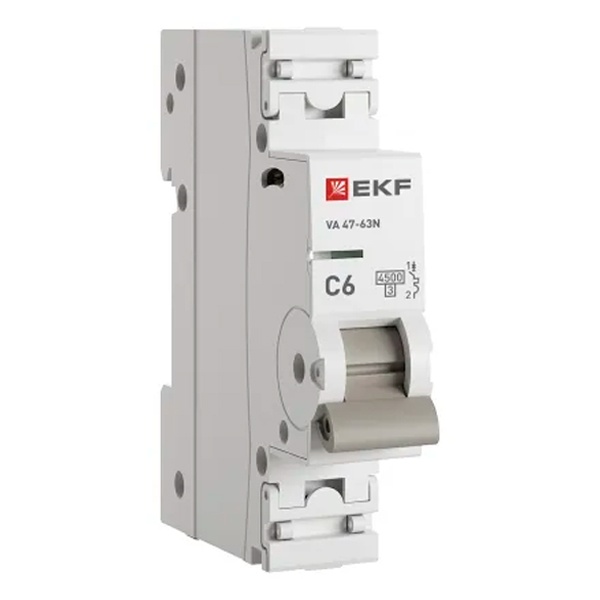 Автоматический выключатель EKF PROxima ВА 47-63N 6А 1P C 4,5кА (автомат электрический)