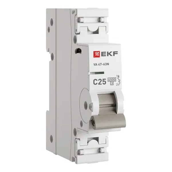 Автоматический выключатель EKF PROxima ВА 47-63N 25А 1P C 4,5кА (автомат электрический)