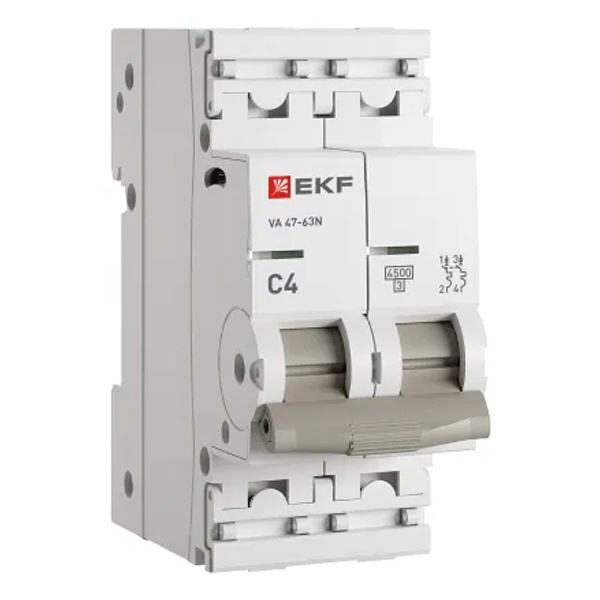 Автоматический выключатель EKF PROxima ВА 47-63N 4А 2P C 4,5кА (автомат электрический)