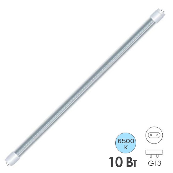 Лампа светодиодная Народная НЛ T8 10W 6500K G13 неповоротный 600mm прозрачное стекло
