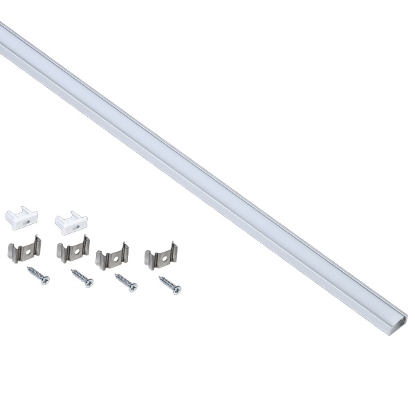 Профиль алюминиевый для светодиодной ленты ИЭК 1607 накладной, прямоугольный, опал 2м комплект