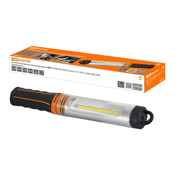 Фонарь переносной светодиодный TDM ФП11 COB 6W 360Lm li-ion 3,7V 1,8Ah IP44 USB