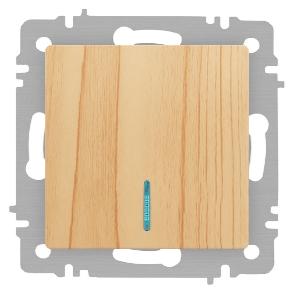 Выключатель одноклавишный с подсветкой Intro Accent 10А-250В IP20 сосна 6-102-11