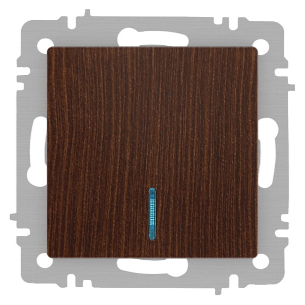 Выключатель одноклавишный с подсветкой Intro Accent 10А-250В IP20 венге 6-102-10