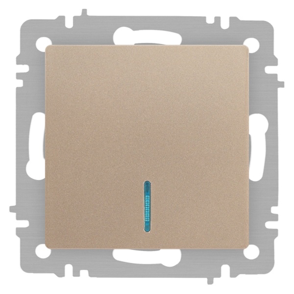 Выключатель одноклавишный с подсветкой Intro Accent 10А-250В IP20 шампань 6-102-04