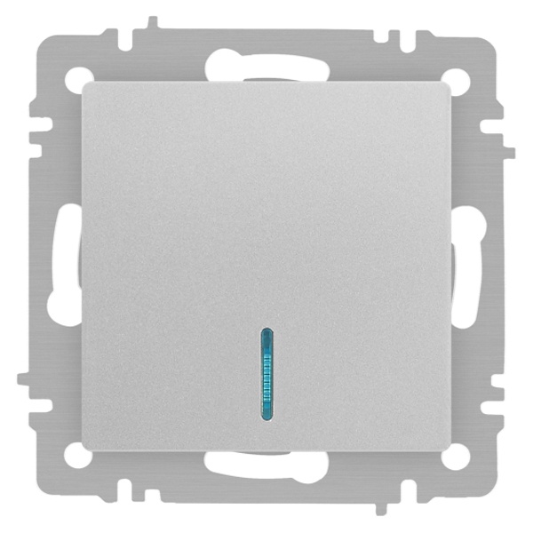 Выключатель одноклавишный с подсветкой Intro Accent 10А-250В IP20 алюминий 6-102-03