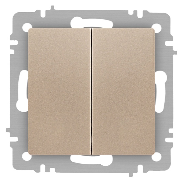 Выключатель двойной Intro Accent 10А-250В IP20 шампань 6-104-04