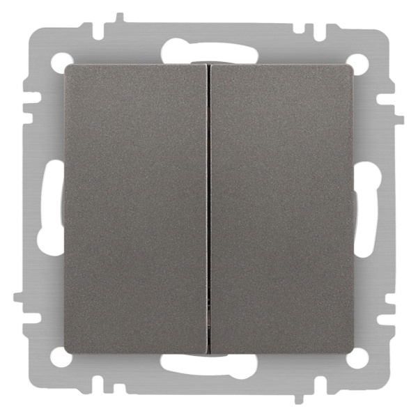 Выключатель двойной Intro Accent 10А-250В IP20 титан 6-104-09