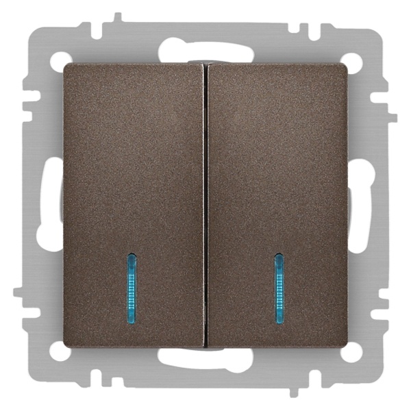 Выключатель двойной с подсветкой Intro Accent 10А-250В IP20 бронза 6-105-08