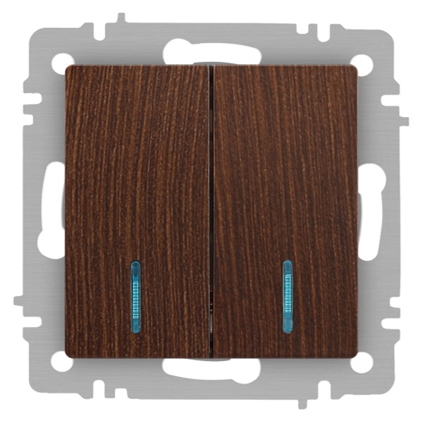 Выключатель двойной с подсветкой Intro Accent 10А-250В IP20 венге 6-105-10