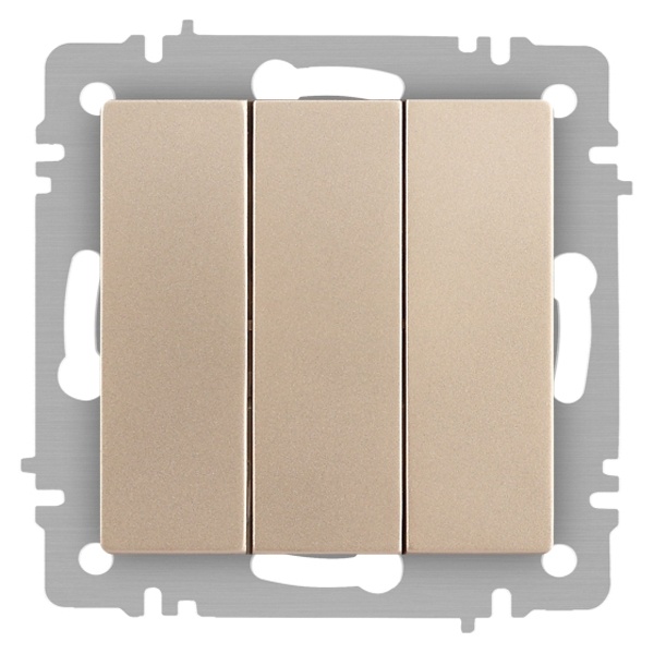 Выключатель тройной Intro Accent 10А-250В IP20 шампань 6-106-04