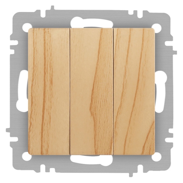 Выключатель тройной Intro Accent 10А-250В IP20 сосна 6-106-11
