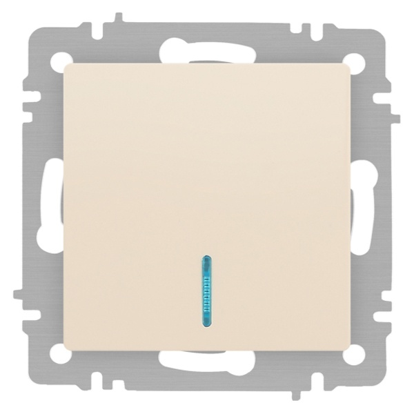 Выключатель одноклавишный с подсветкой Intro Accent 10А-250В IP20 слоновая кость 6-102-02 (бежевый)