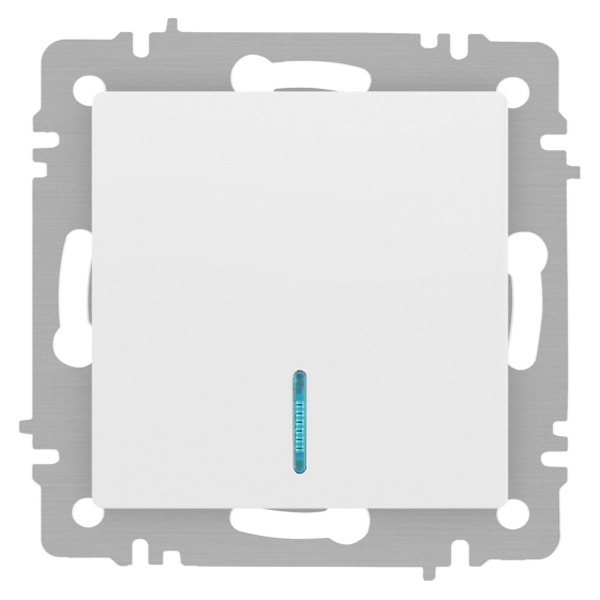 Выключатель одноклавишный с подсветкой Intro Accent 10А-250В IP20 белый матовый 6-102-01М