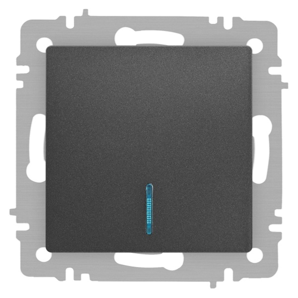 Выключатель одноклавишный с подсветкой Intro Accent 10А-250В IP20 графит 6-102-07