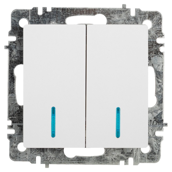 Выключатель двойной с подсветкой Intro Accent 10А-250В IP20 белый 6-105-01