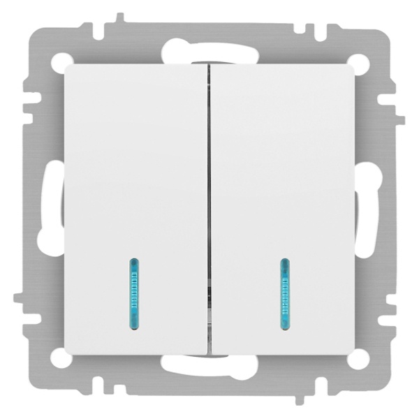 Выключатель двойной с подсветкой Intro Accent 10А-250В IP20 белый матовый 6-105-01М