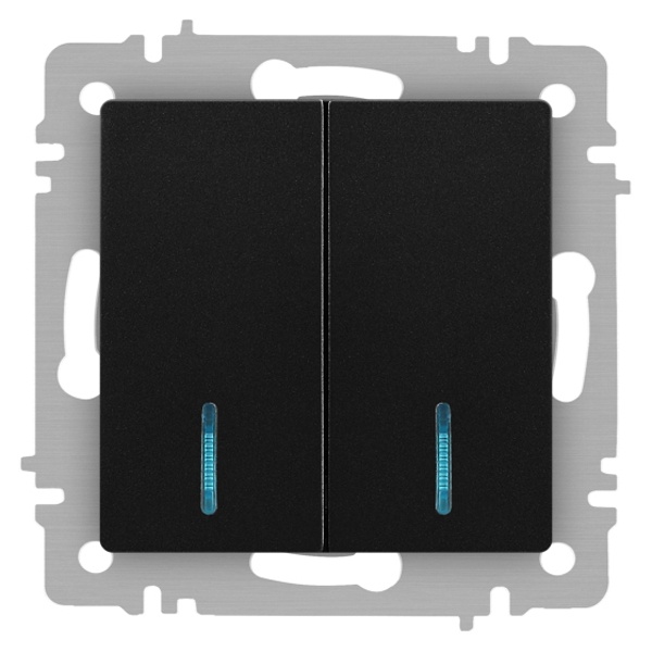 Выключатель двойной с подсветкой Intro Accent 10А-250В IP20 антрацит 6-105-05