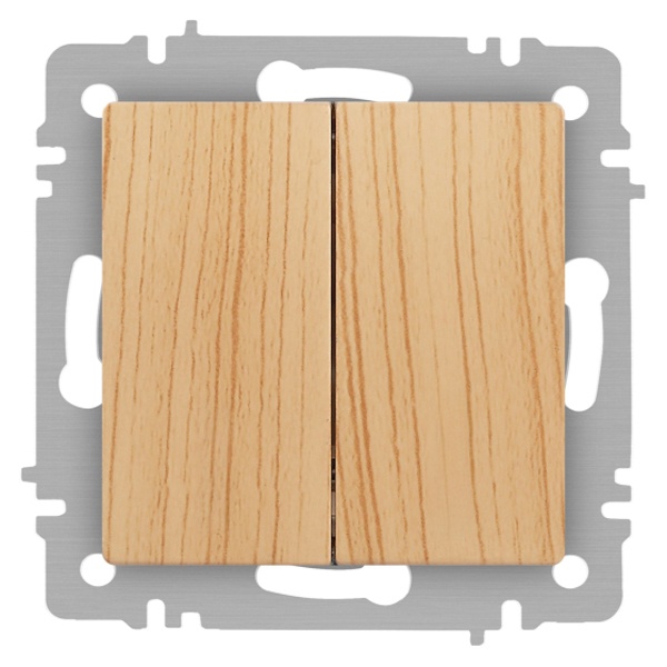 Переключатель двойной Intro Accent 10А-250В IP20 сосна 6-107-11