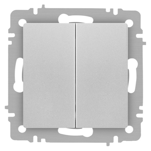 Переключатель двойной Intro Accent 10А-250В IP20 алюминий 6-107-03