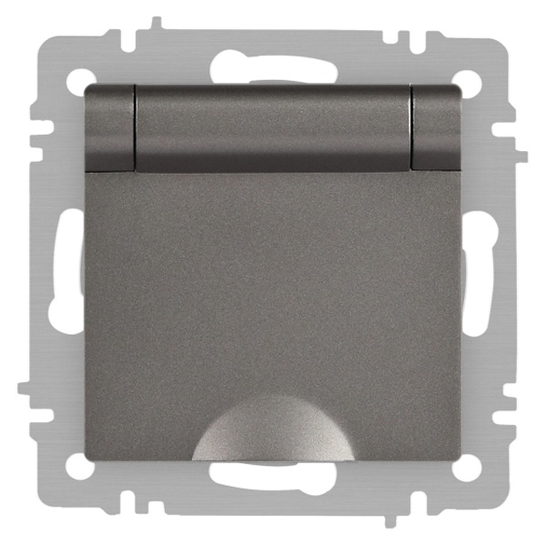 Розетка Intro Accent 2P+E Schuko с крышкой 16А-250В IP20 титан 6-203-09