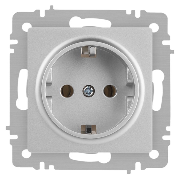 Розетка Intro Accent 2P+E Schuko 16А-250В IP20 алюминий 6-202-03