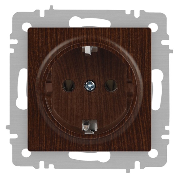 Розетка Intro Accent 2P+E Schuko 16А-250В IP20 венге 6-202-10
