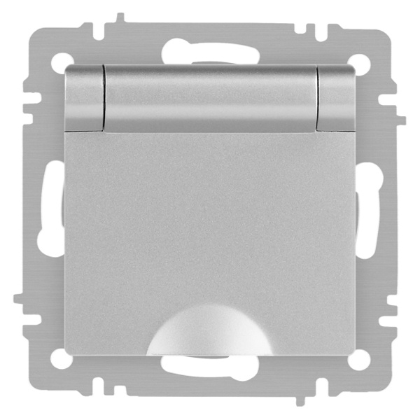 Розетка Intro Accent 2P+E Schuko с крышкой 16А-250В IP20 алюминий 6-203-03