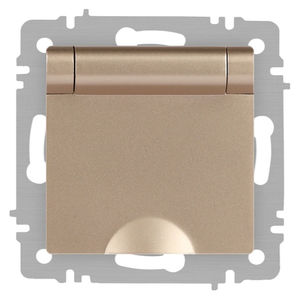 Розетка Intro Accent 2P+E Schuko с крышкой 16А-250В IP20 шампань 6-203-04