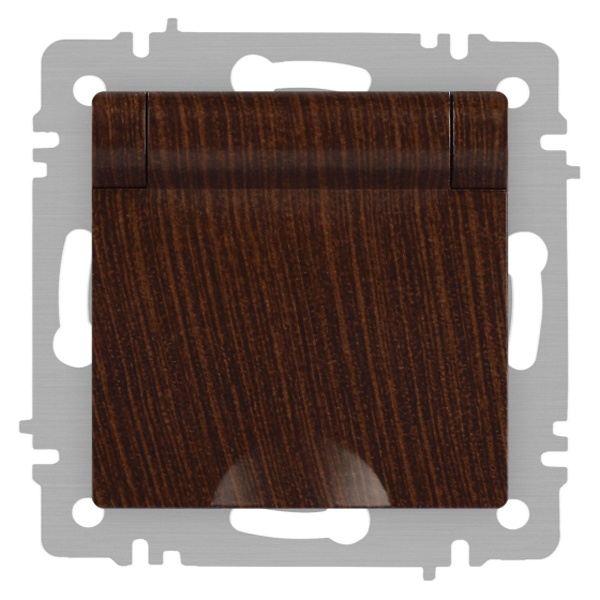 Розетка Intro Accent 2P+E Schuko с крышкой 16А-250В IP20 венге 6-203-10