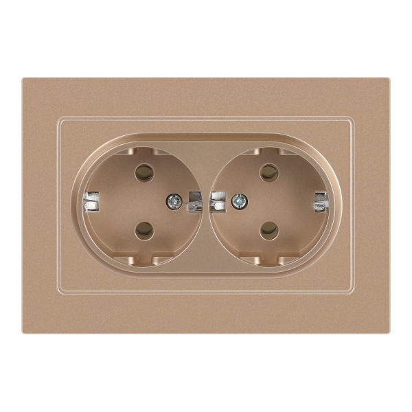 Розетка Intro Accent 2X2P+E Schuko 16А-250В IP20 шампань 6-205-04